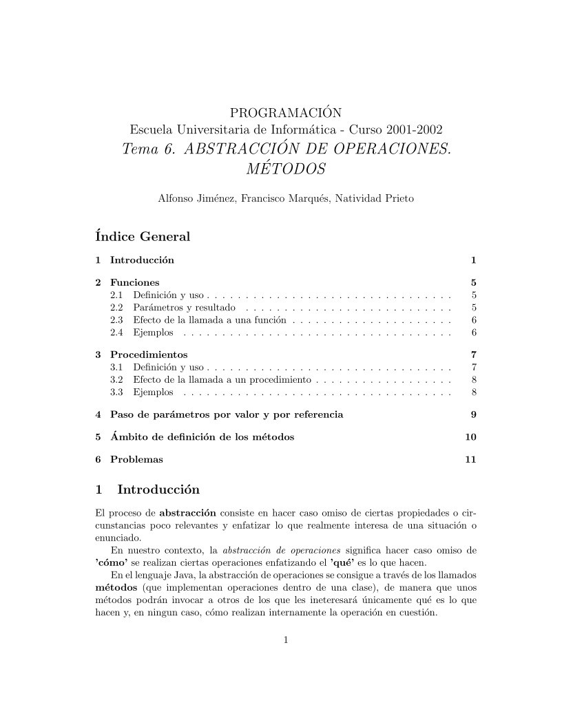 Imágen de pdf Tema 6. ABSTRACCIÓN DE OPERACIONES. MÉTODOS