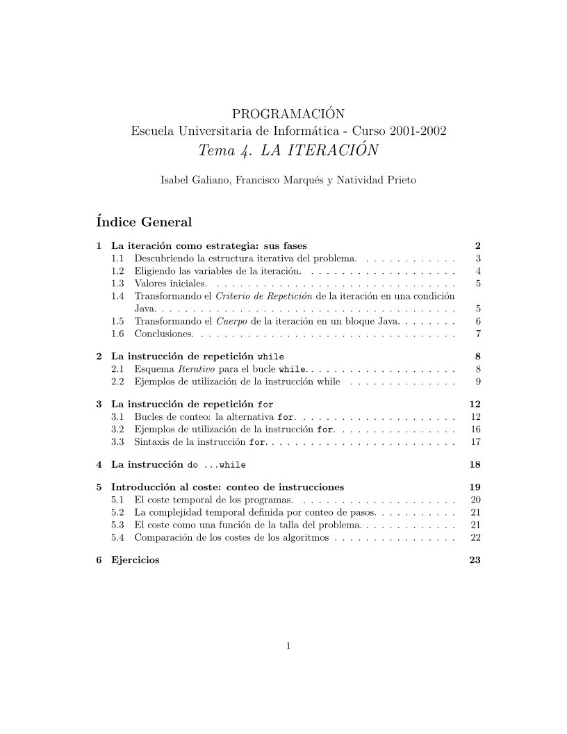 Imágen de pdf PROGRAMACIÓN (PRG) - Tema 4 - LA ITERACIÓN