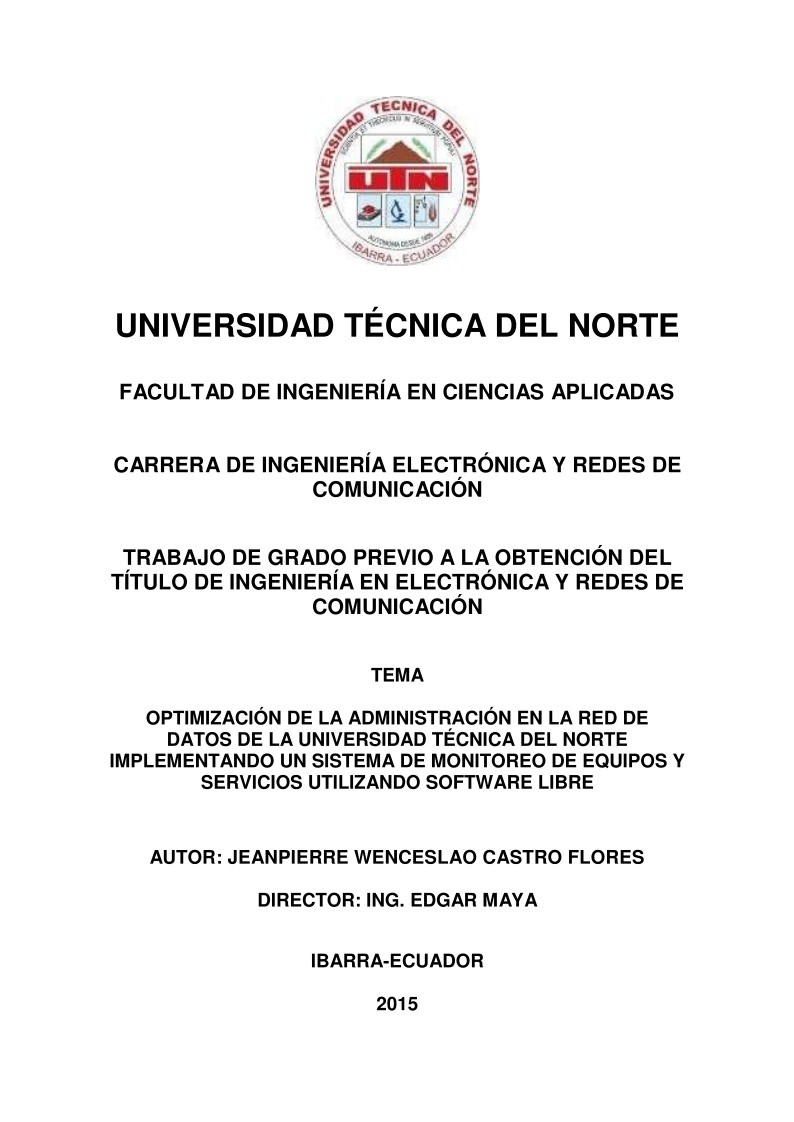 Imágen de pdf Optimización de la administración en la red de datos, implementando un sistema de monitoreo de equipos y servicios utilizando software libre