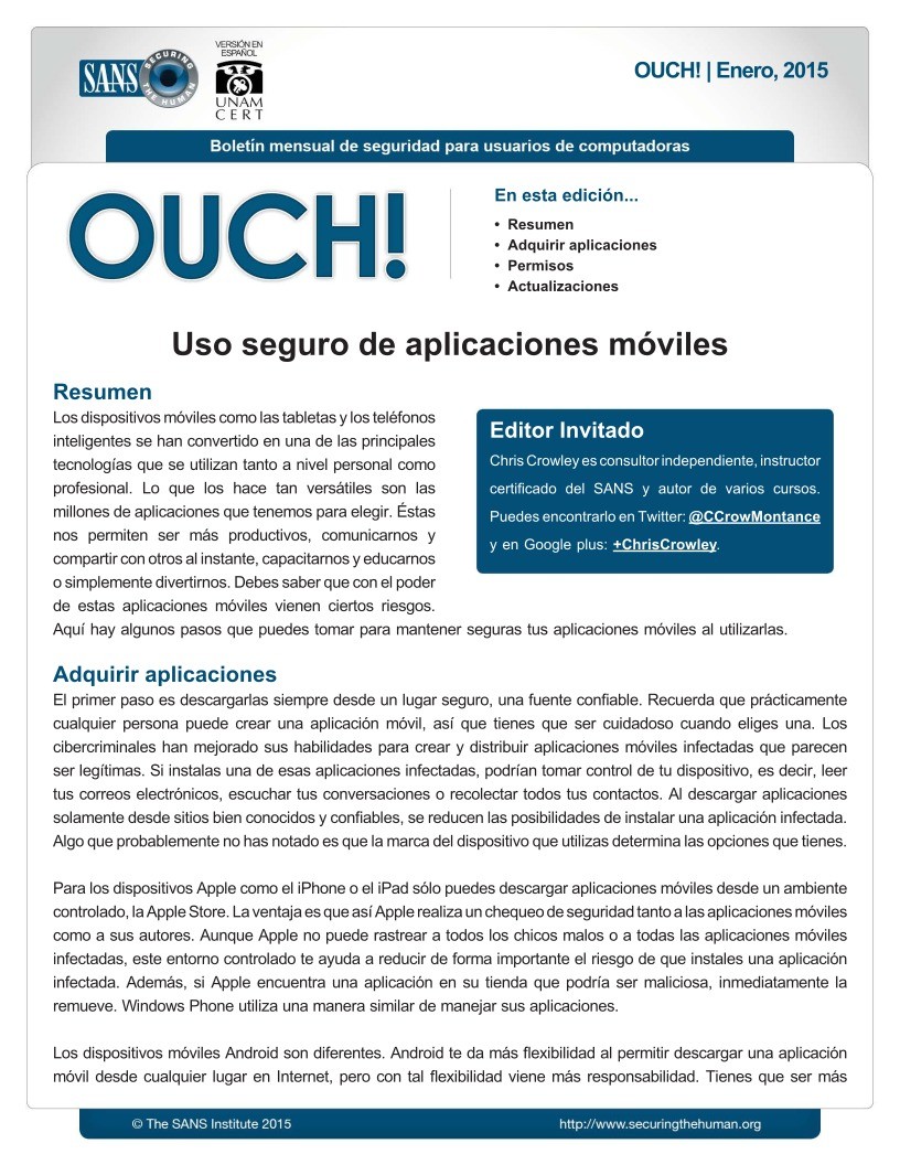 Imágen de pdf OUCH 2015 -  Uso seguro de aplicaciones móviles