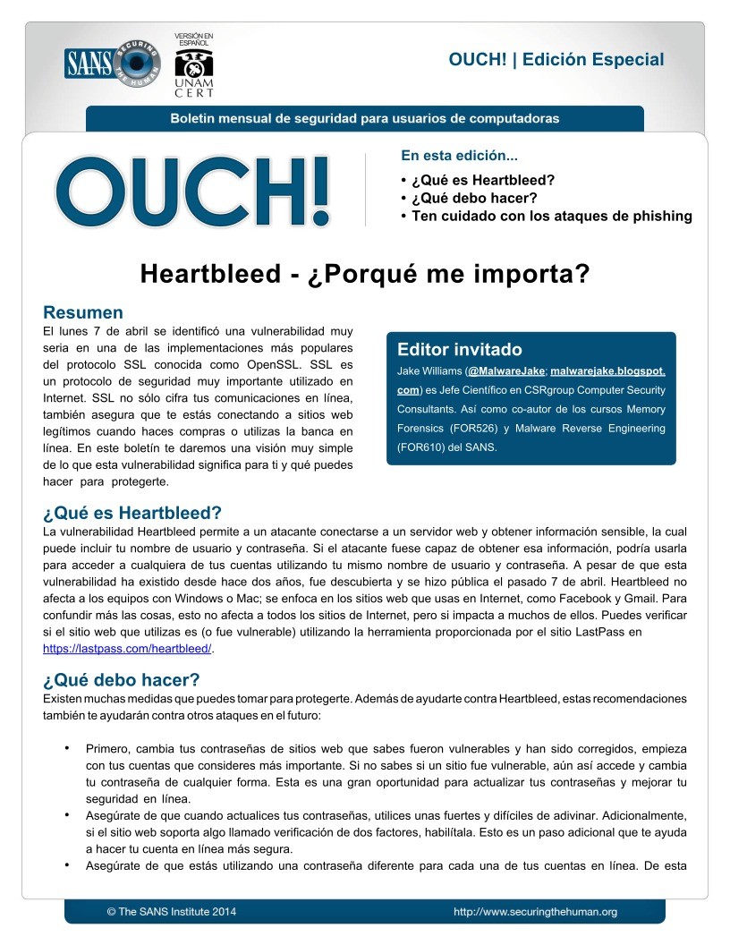 Imágen de pdf OUCH 2014 - Heartbleed - ¿Porqué me importa?