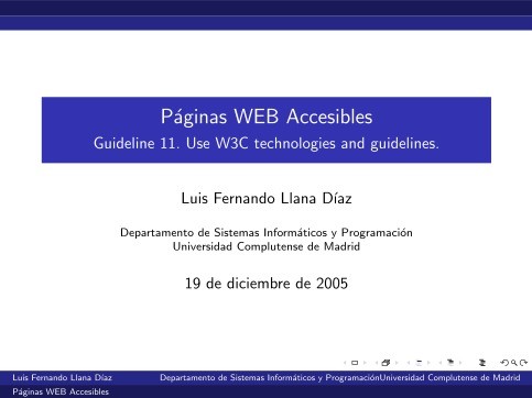 Imágen de pdf Páginas WEB Accesibles - Guideline 11. Use W3C technologies and guidelines.