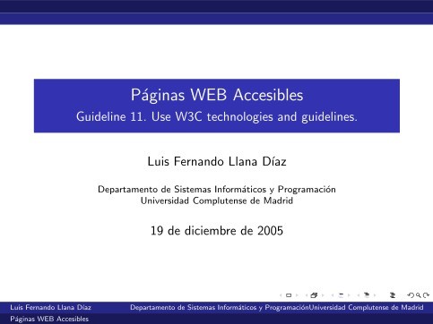 Imágen de pdf Páginas WEB Accesibles - Guideline 11. Use W3C technologies and guidelines.