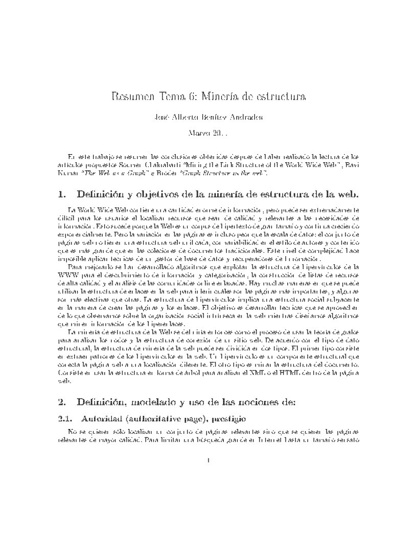 Imágen de pdf Resumen Tema 6: Minería de estructura