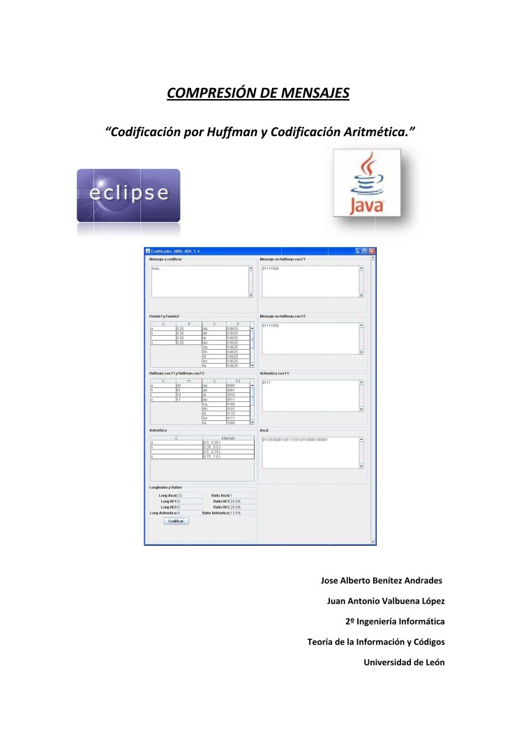 Imágen de pdf COMPRESIÓN DE  MENSAJES "Codificación por Huffman y Codificación Aritmética.”