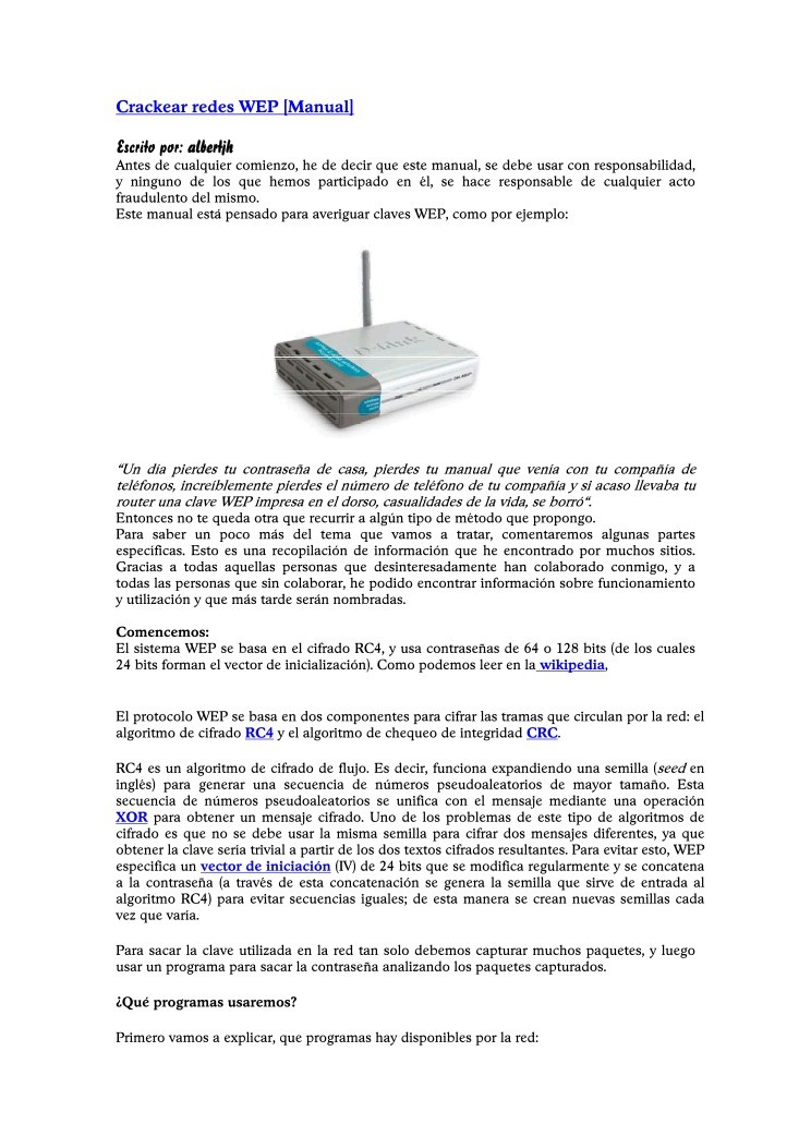 Imágen de pdf Crackear redes WEP [Manual]