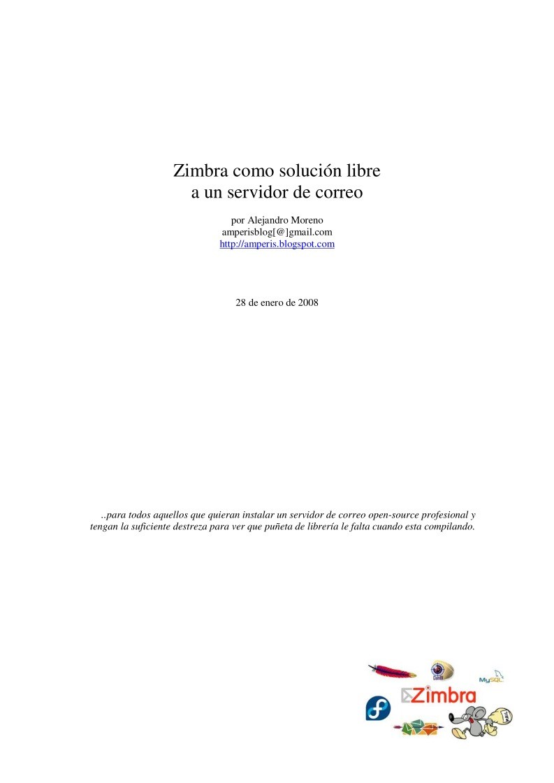 Imágen de pdf Zimbra como solución libre a un servidor de correo