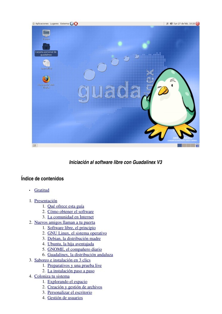 Imágen de pdf Iniciación al software libre con Guadalinex V3