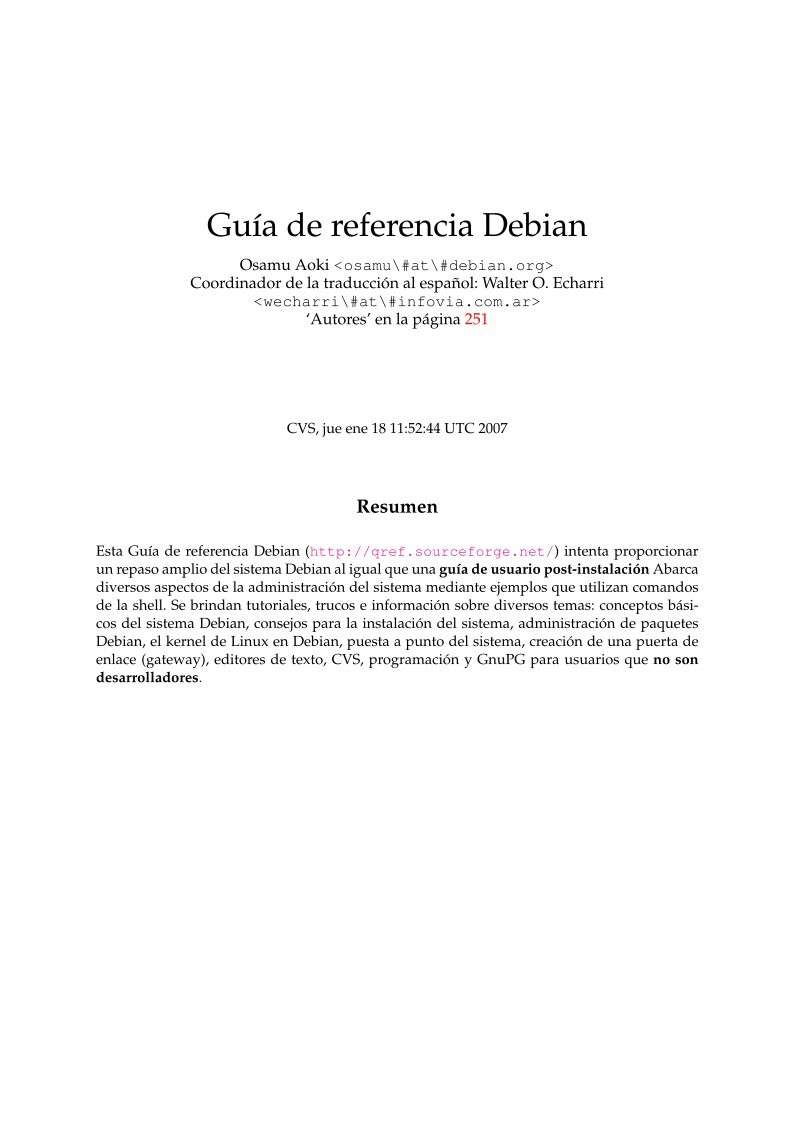 Imágen de pdf Guía de referencia Debian