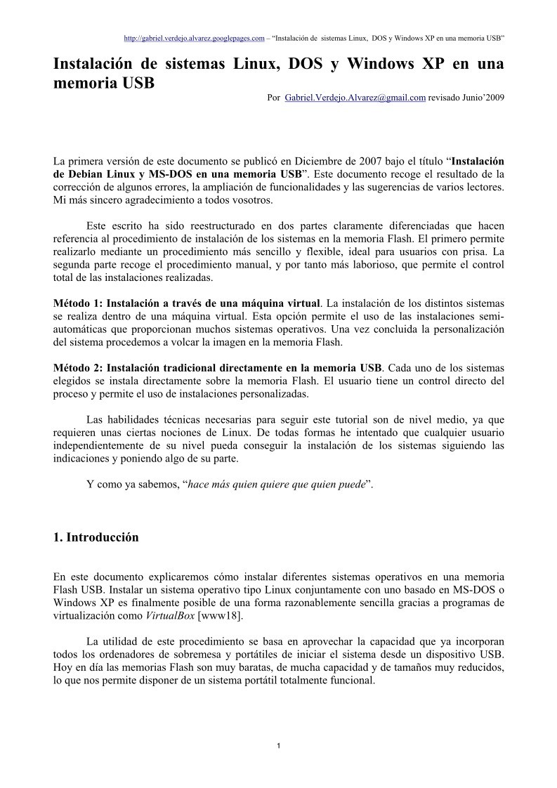 Imágen de pdf Instalación de sistemas Linux, DOS y Windows XP en una memoria USB