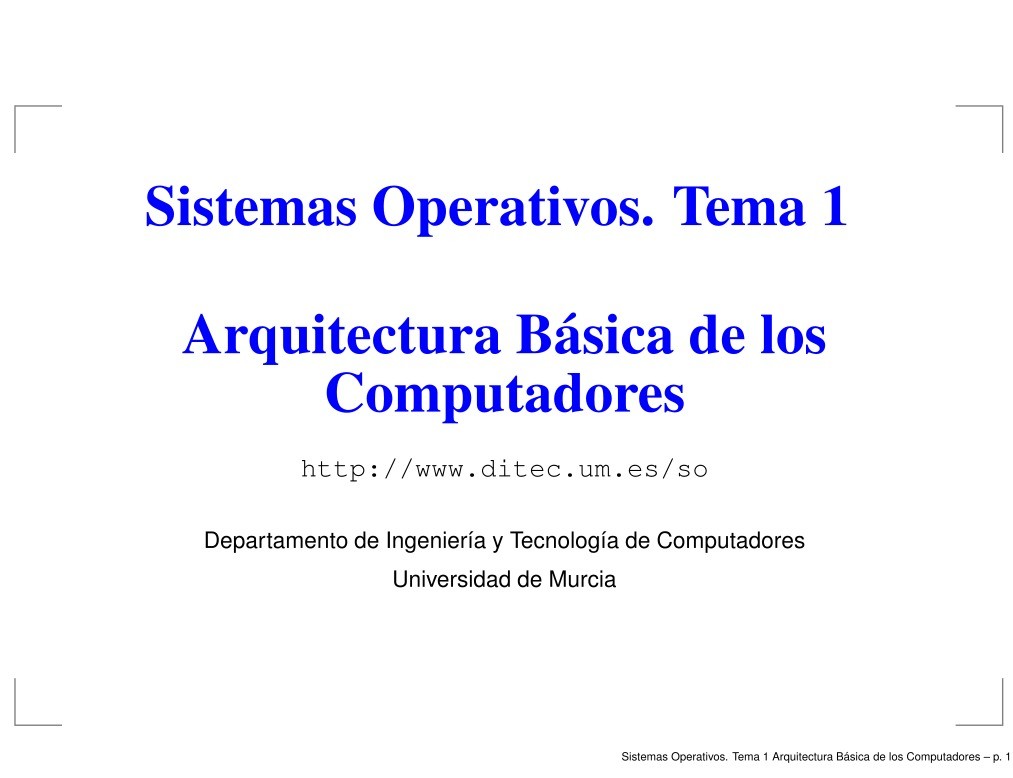 Imágen de pdf Sistemas Operativos. Tema 1 - Arquitectura Básica de los Computadores