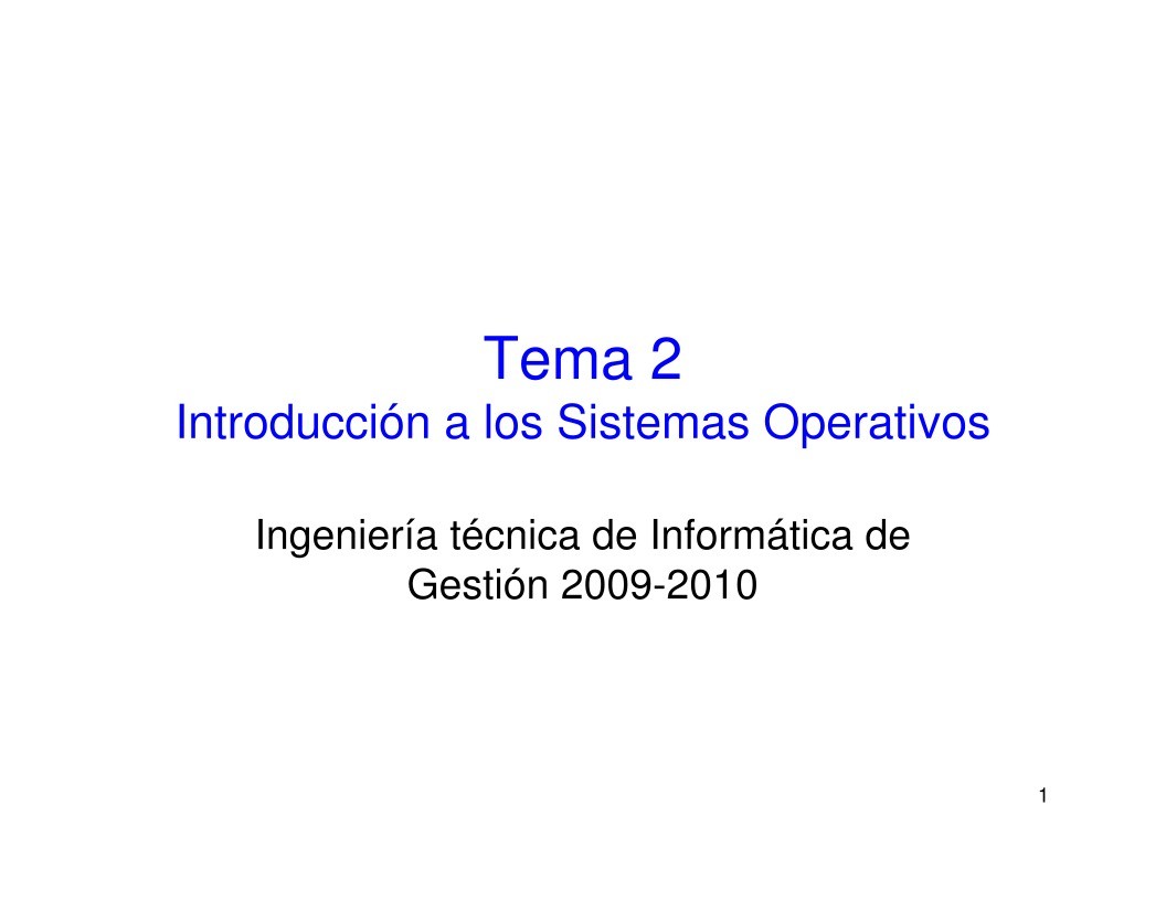 Imágen de pdf Tema 2 - Introducción a los Sistemas Operativos