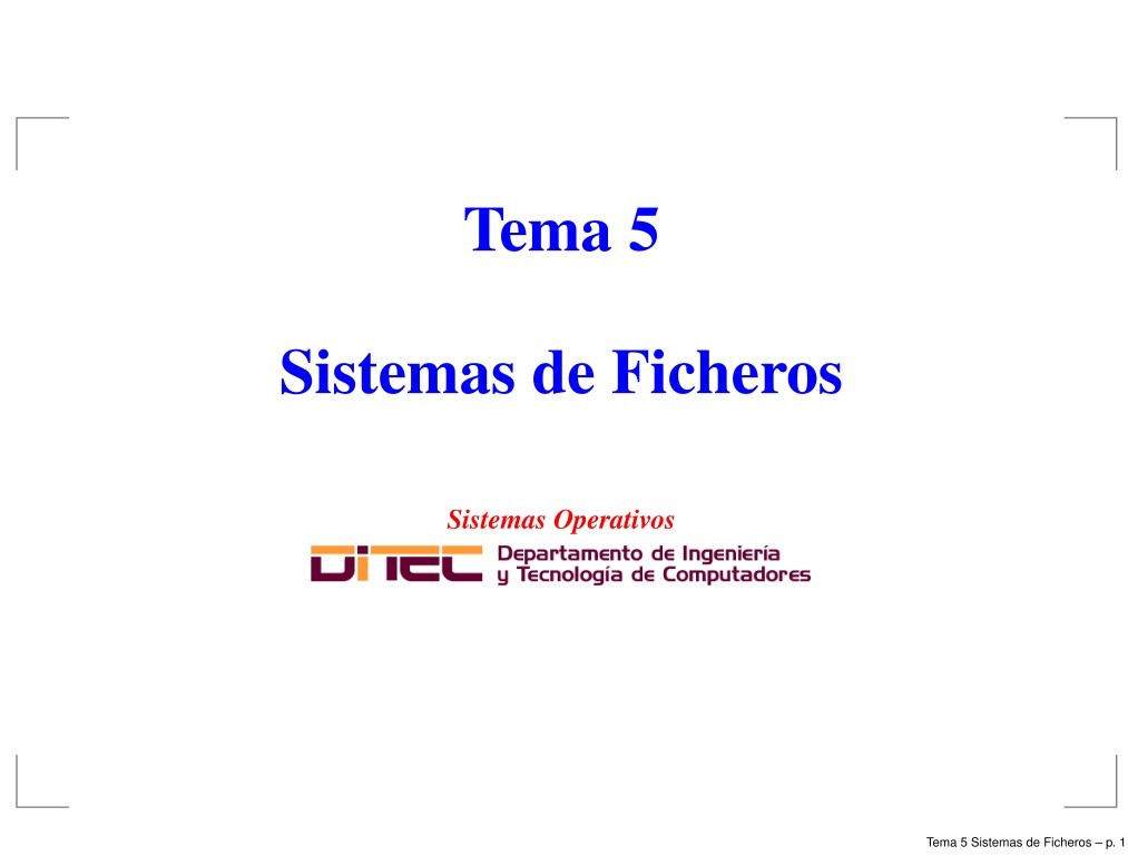 Imágen de pdf Tema 5 - Sistemas de Ficheros