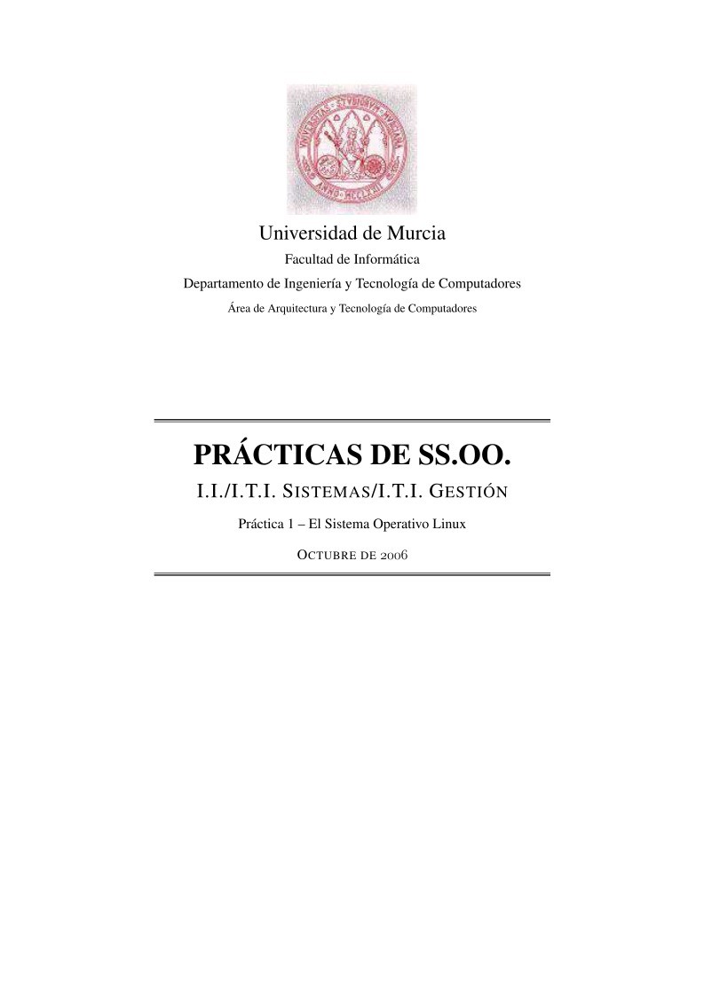 Imágen de pdf PRÁCTICAS DE SS.OO. - Práctica 1 – El Sistema Operativo Linux