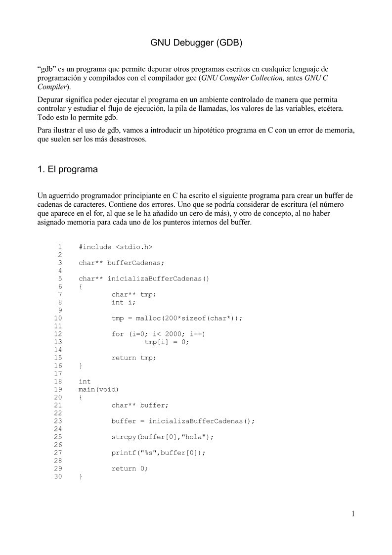 PDF de programación - GNU Debugger (GDB)