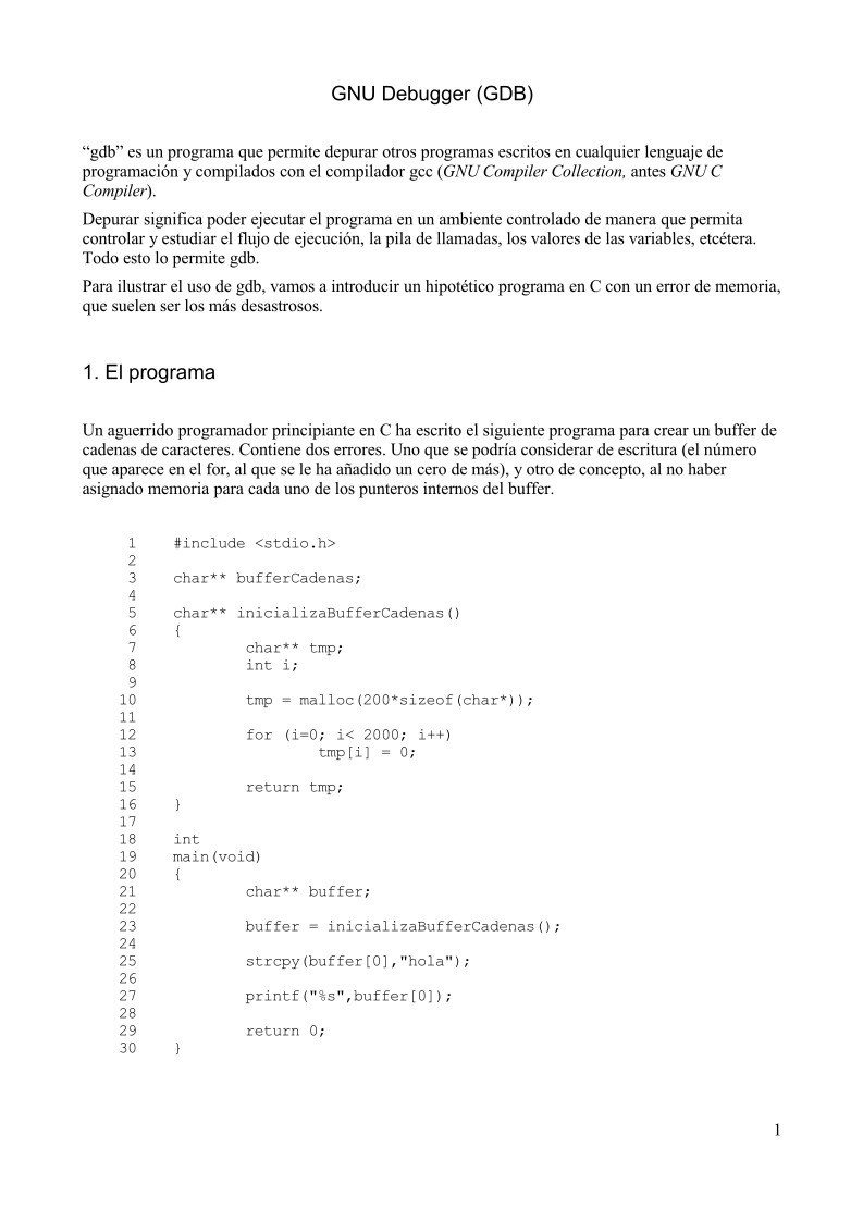 Imágen de pdf GNU Debugger (GDB)