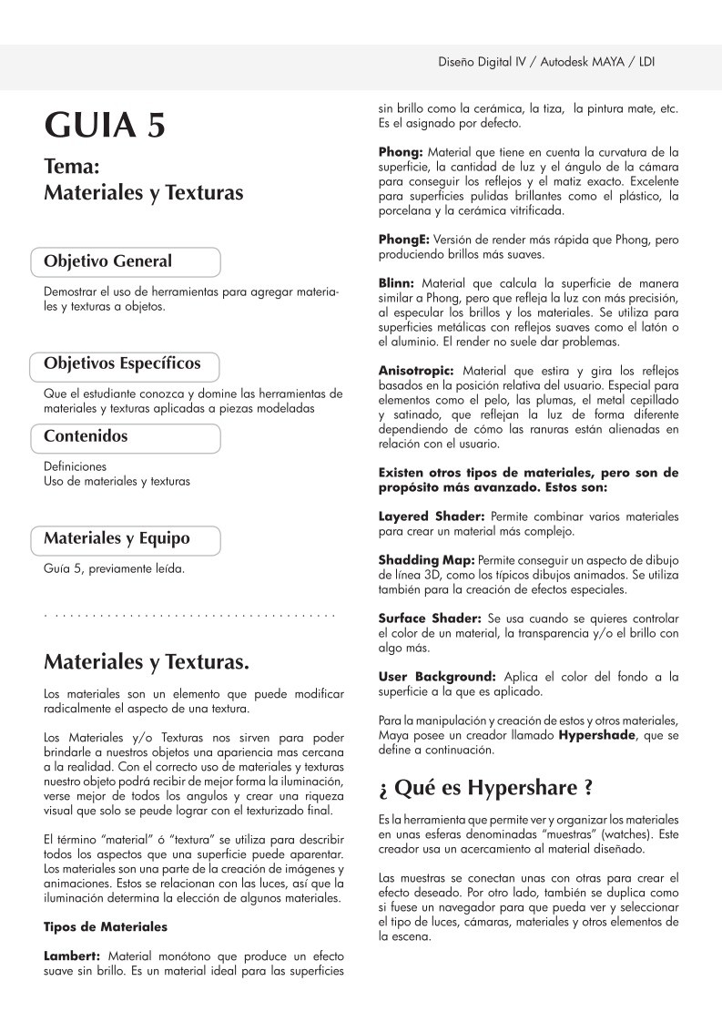 Imágen de pdf Diseño Digital IV - GUIA 5 Tema: Materiales y Texturas