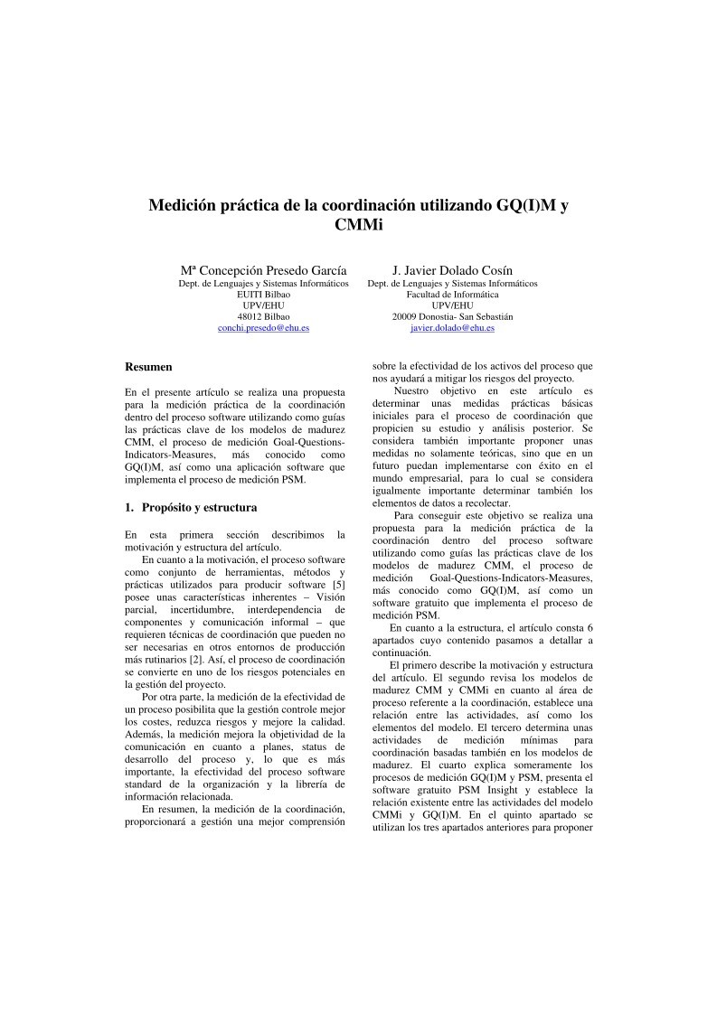 Imágen de pdf Medición práctica de la coordinación utilizando GQ(I)M y CMMi