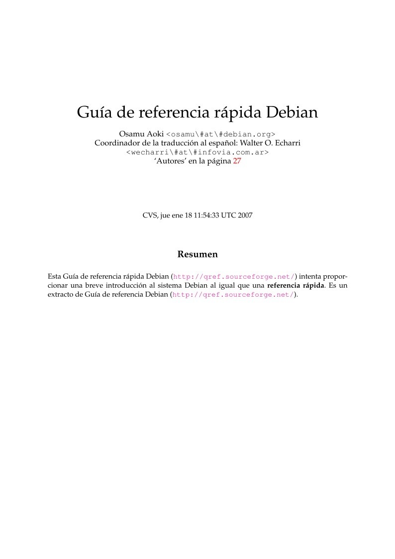 Imágen de pdf Guía de referencia rápida Debian