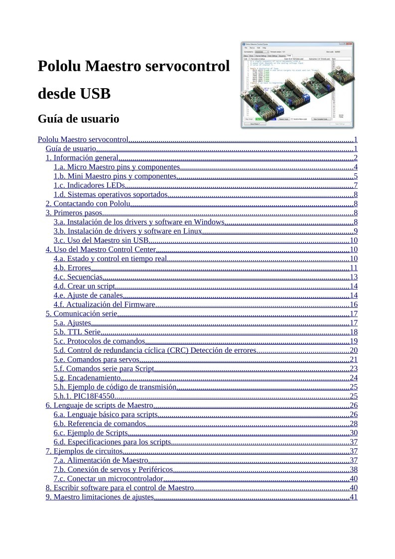 Imágen de pdf Pololu Maestro Servo Controller User