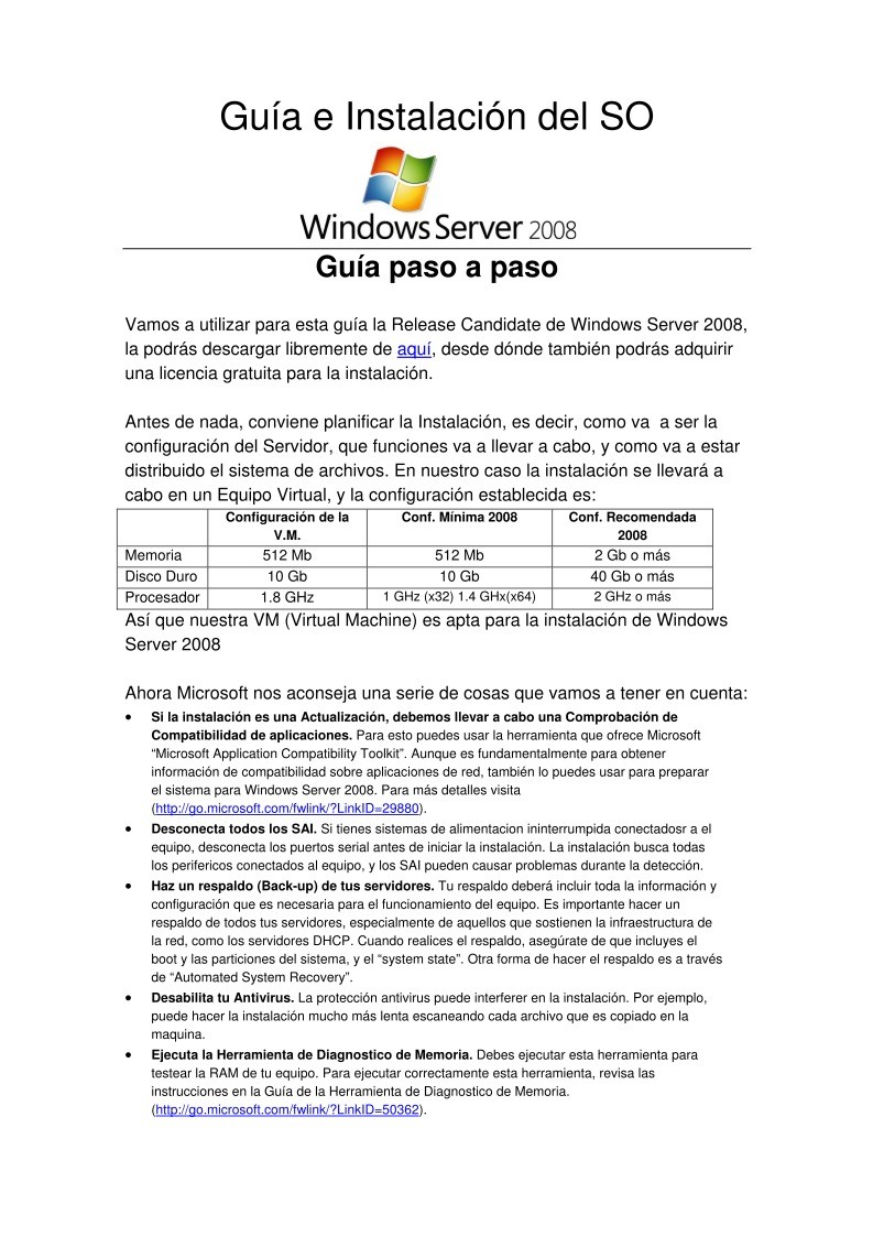 Imágen de pdf Guía e Instalación del SO - Windows Server 2008 - Guía paso a paso