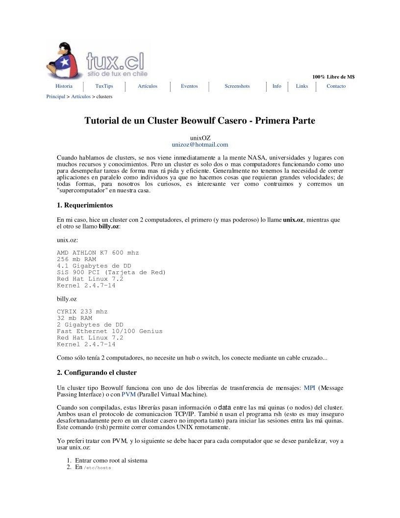 Imágen de pdf Tutorial de un Cluster Beowulf Casero - Primera Parte