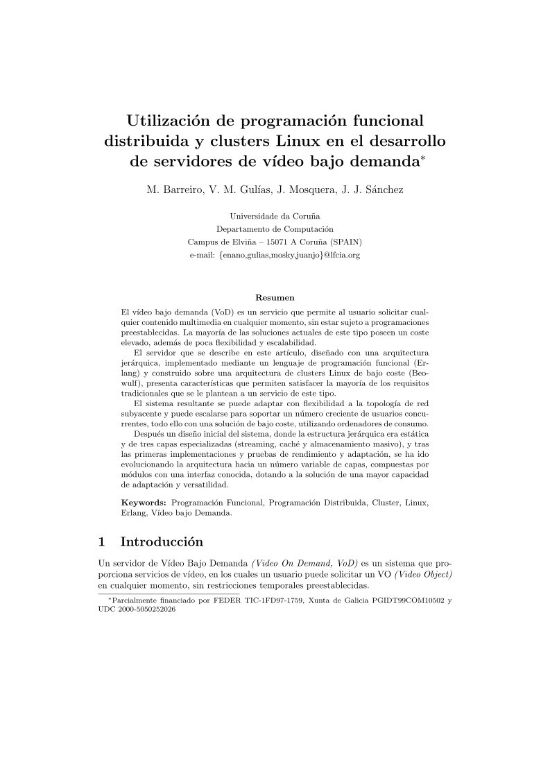 Imágen de pdf Utilización de programación funcional distribuida y clusters Linux en el desarrollo de servidores de vídeo bajo demanda