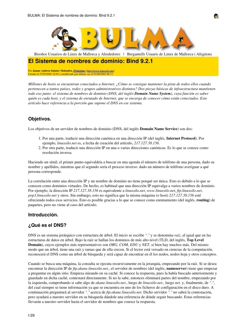 Imágen de pdf BULMA: El Sistema de nombres de dominio: Bind 9.2.1