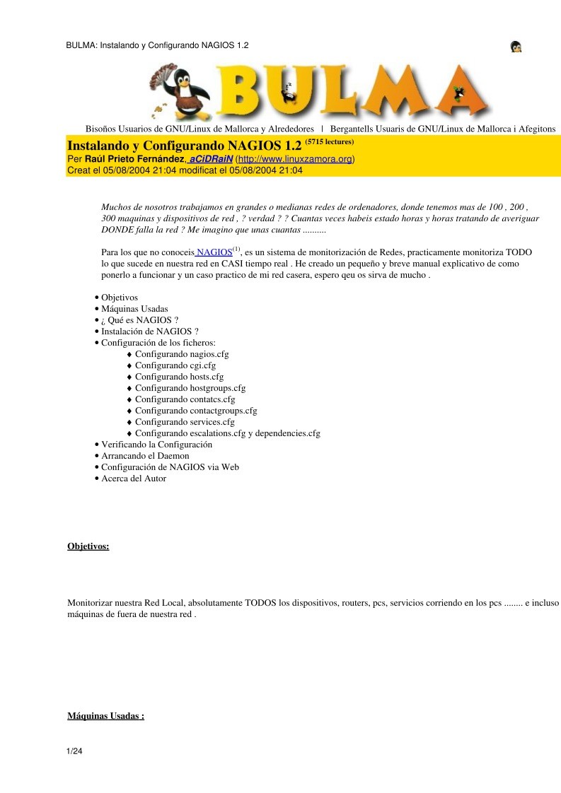 Imágen de pdf BULMA: Instalando y Configurando NAGIOS 1.2