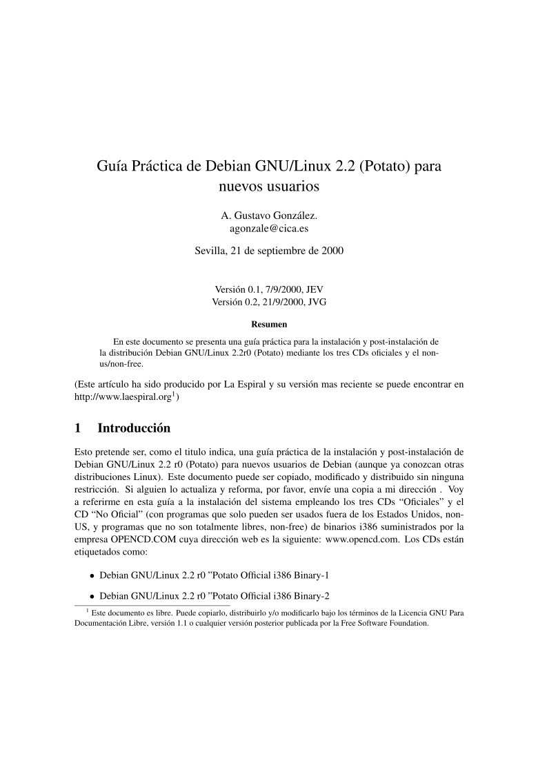 Imágen de pdf Guía Práctica de Debian GNU/Linux 2.2 (Potato) para nuevos usuarios