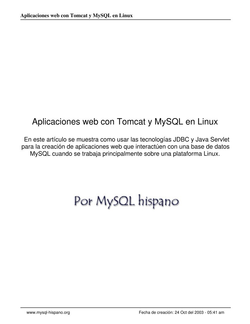Imágen de pdf Aplicaciones web con Tomcat y MySQL en Linux