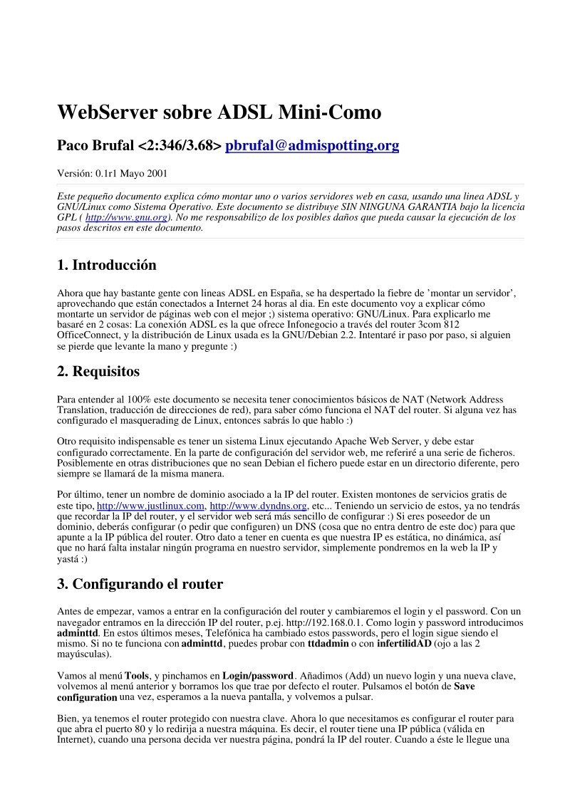 Imágen de pdf WebServer sobre ADSL Mini-Como