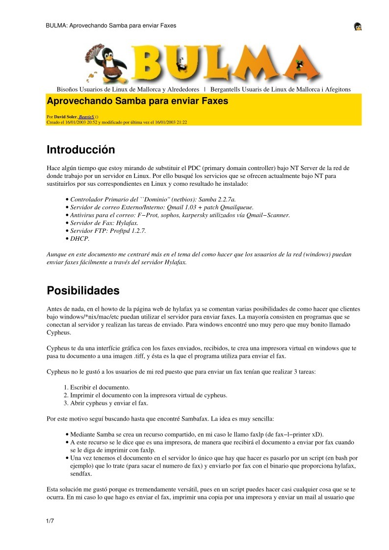 Imágen de pdf BULMA: Aprovechando Samba para enviar Faxes