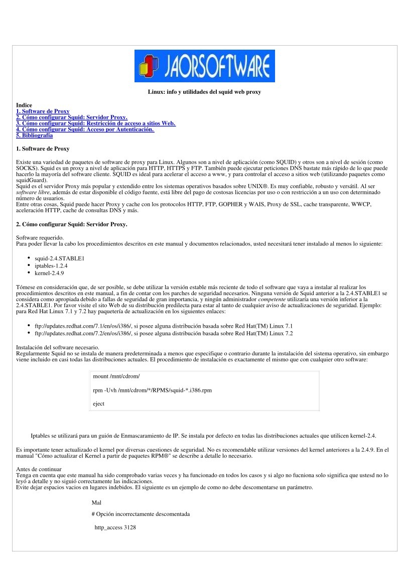 Imágen de pdf Linux: info y utilidades del squid web proxy