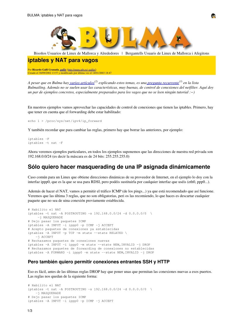 Imágen de pdf BULMA: iptables y NAT para vagos