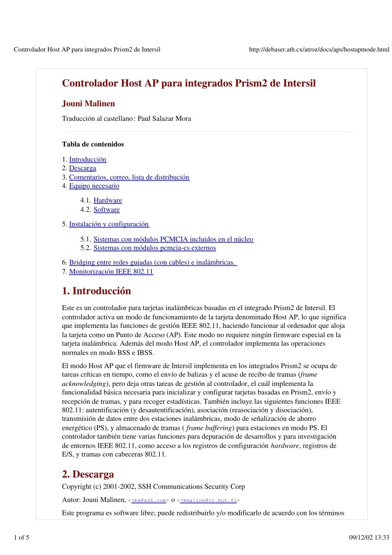 Imágen de pdf Controlador Host AP para integrados Prism2 de Intersil