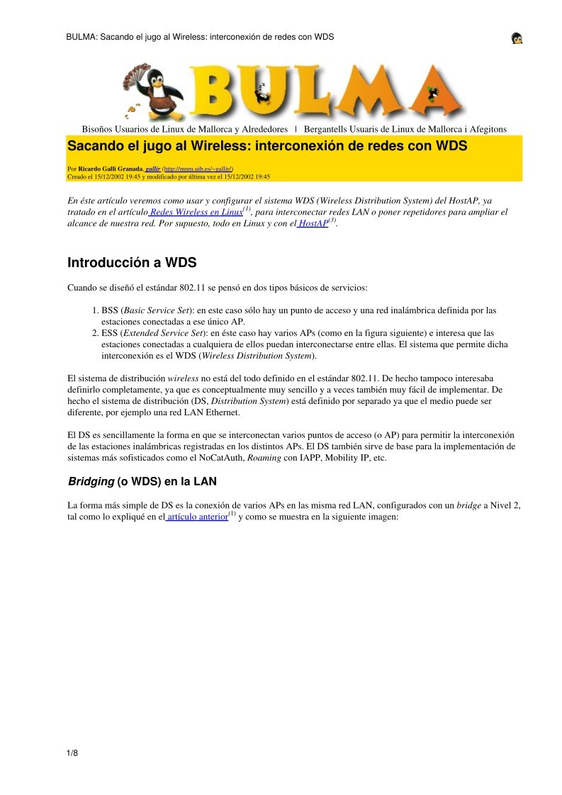 Imágen de pdf BULMA: Sacando el jugo al Wireless: interconexión de redes con WDS