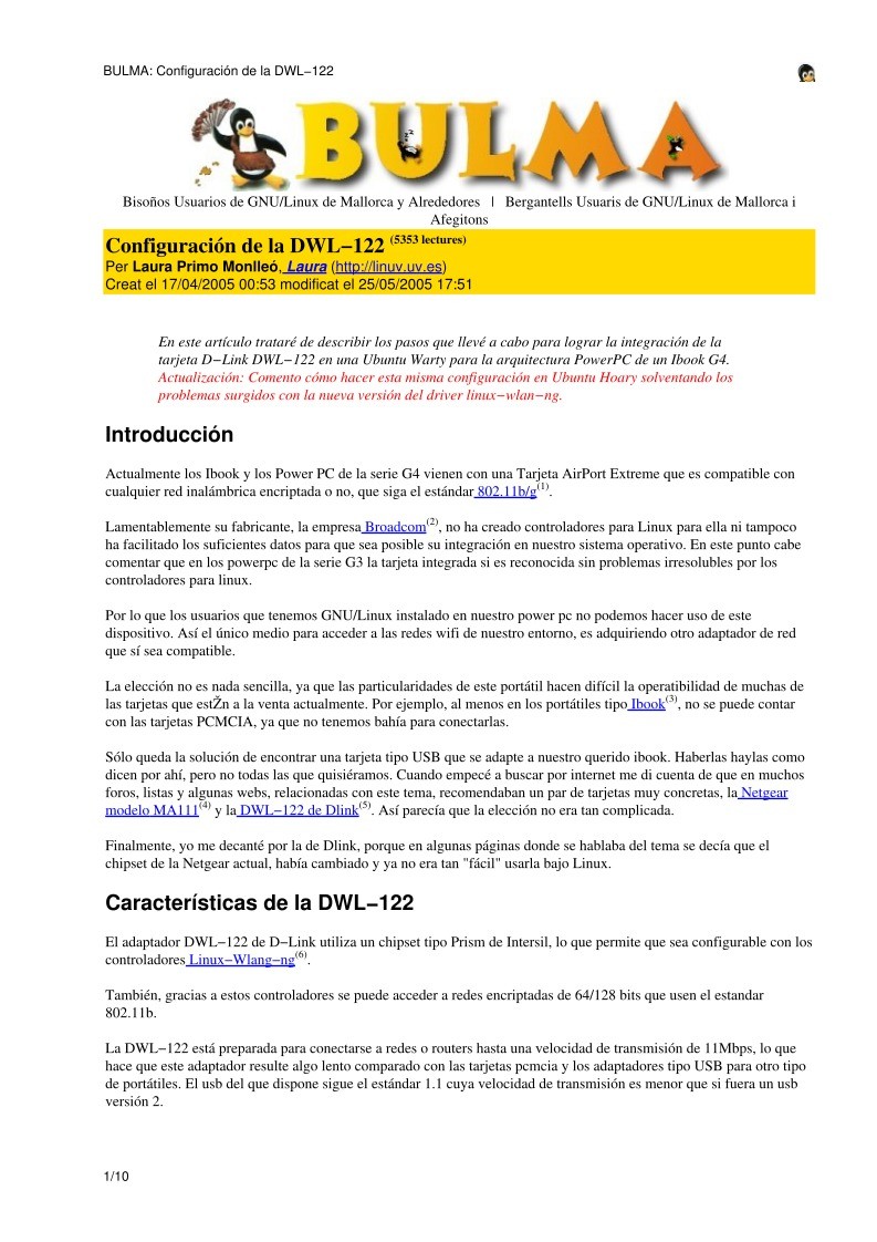 Imágen de pdf BULMA: Configuración de la DWL-122