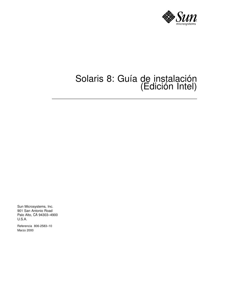 Imágen de pdf Solaris 8: Guía de instalación (Edición Intel)