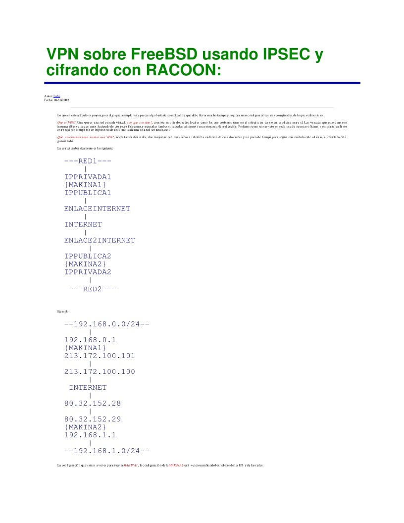 Imágen de pdf VPN sobre FreeBSD usando IPSEC y cifrando con RACOON