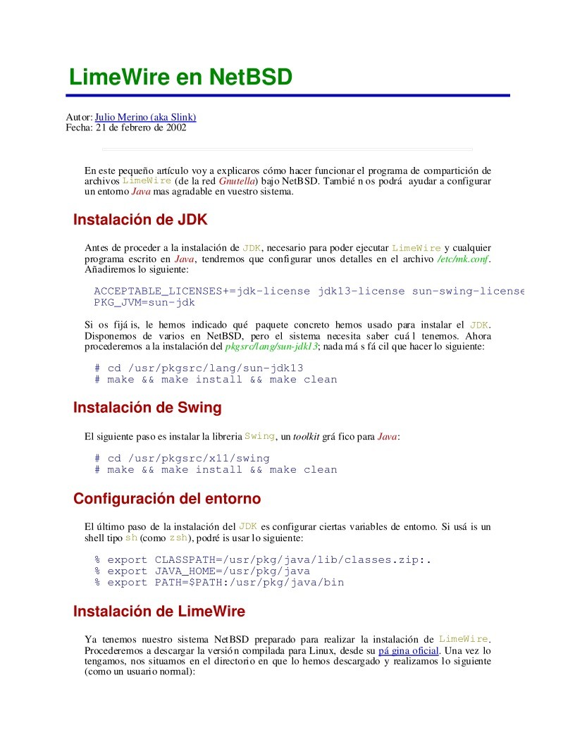 Imágen de pdf LimeWire en NetBSD