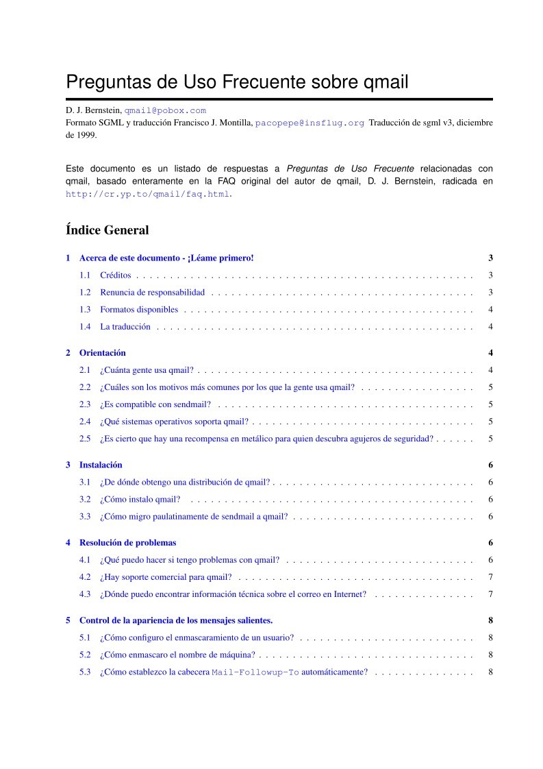 Imágen de pdf Preguntas de Uso Frecuente sobre qmail