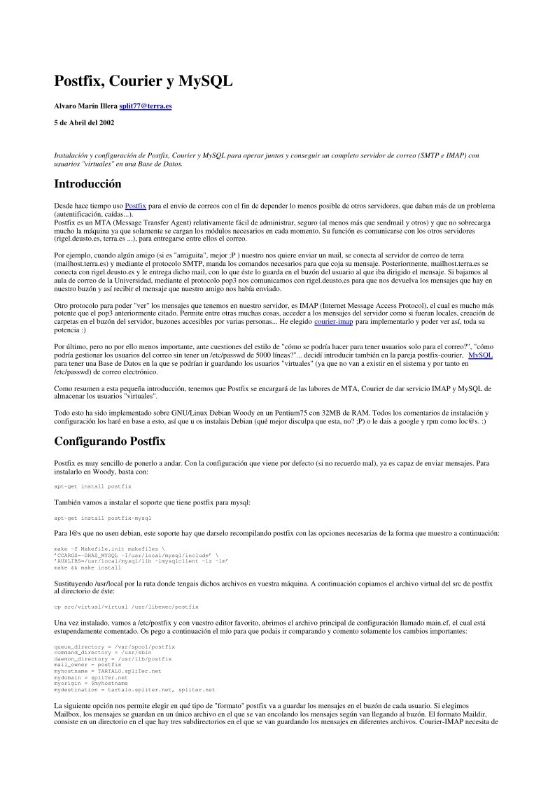 Imágen de pdf postfix, courier y mysql