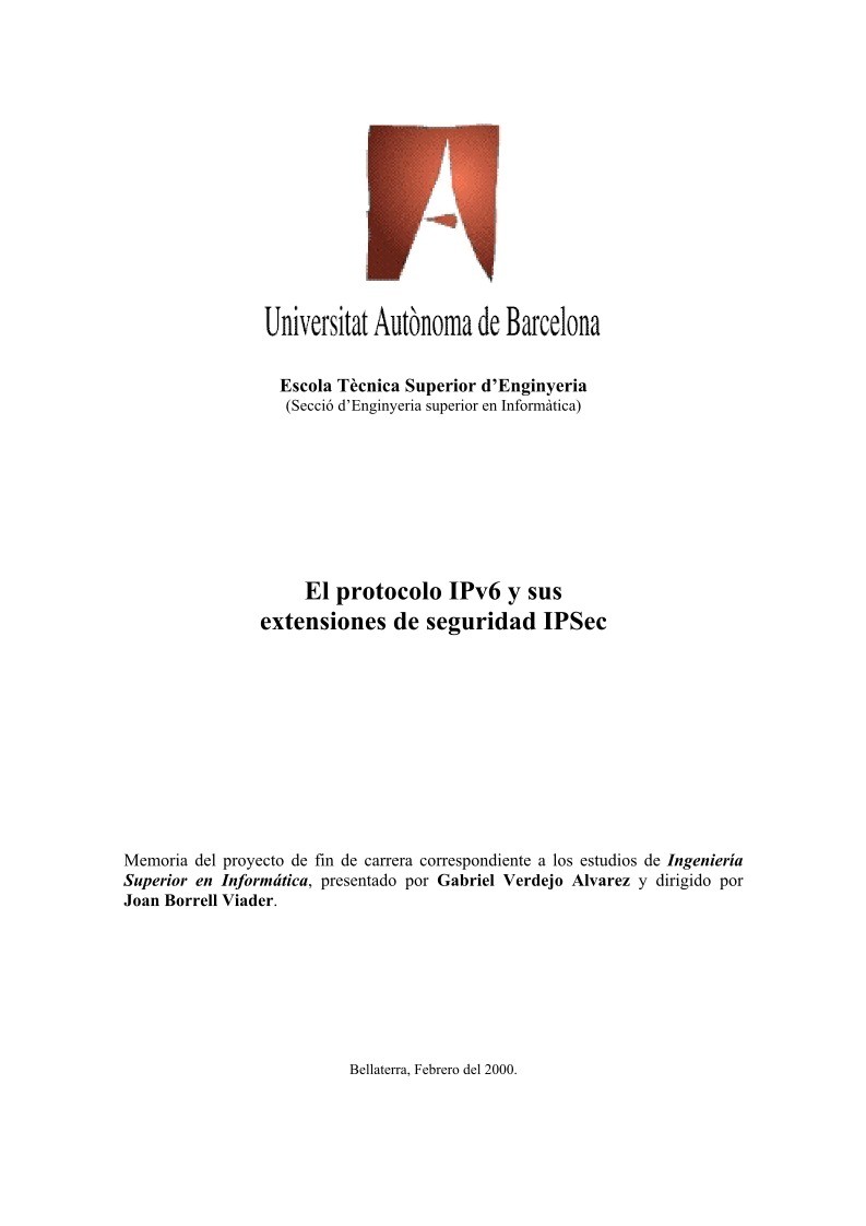 Imágen de pdf El protocolo IPv6 y sus extensiones de seguridad IPSec