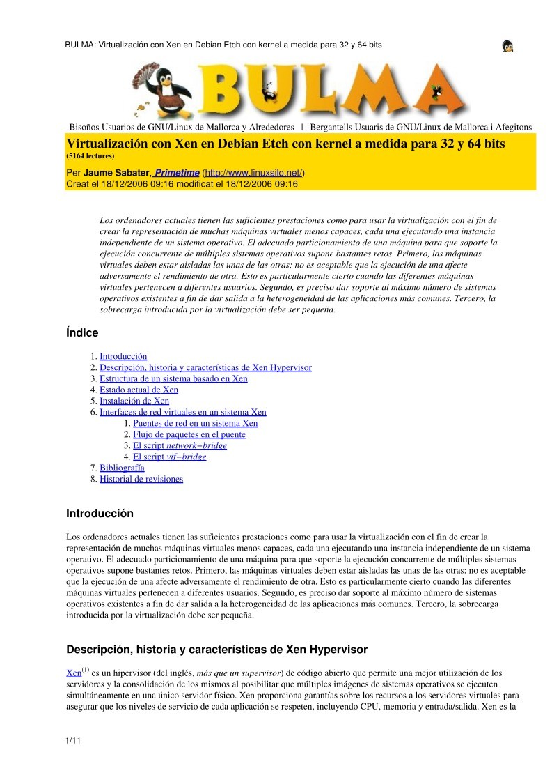 Imágen de pdf BULMA: Virtualización con Xen en Debian Etch con kernel a medida para 32 y 64 bits