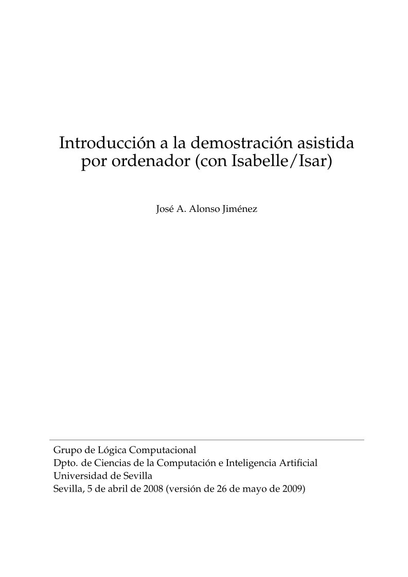 Imágen de pdf Introducción a la demostración asistida por ordenador (con Isabelle/Isar)