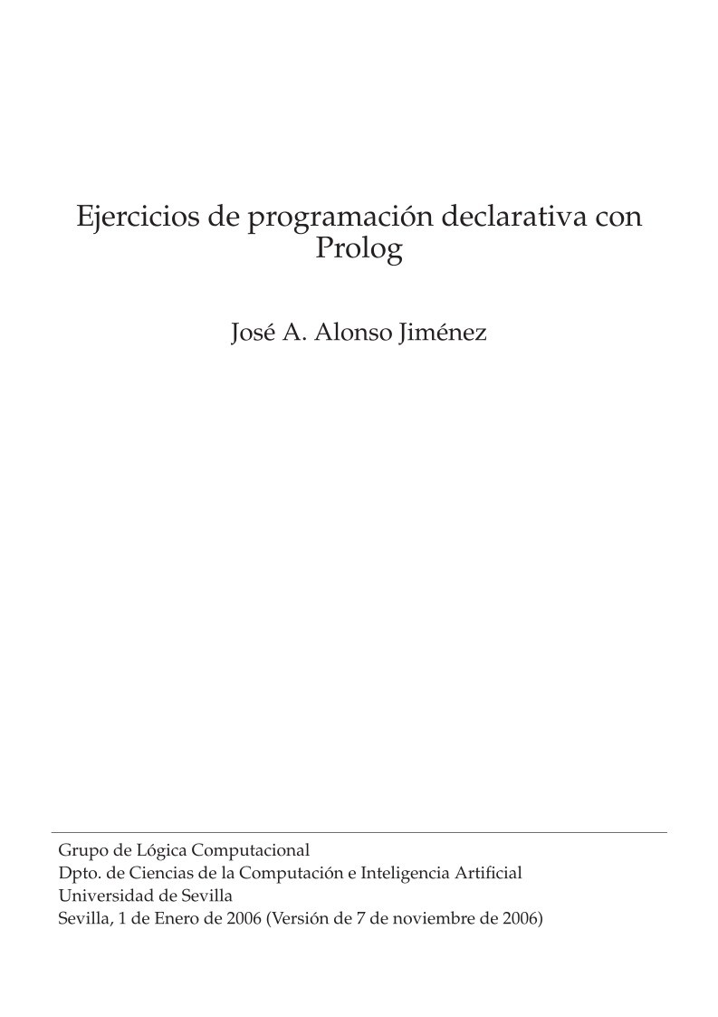 Imágen de pdf Ejercicios de programación declarativa con Prolog