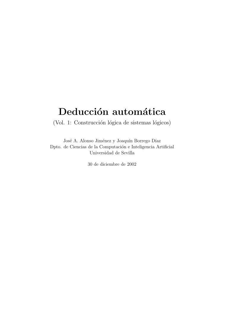 Imágen de pdf Deducción automática (Vol. 1: Construcción lógica de sistemas lógicos)