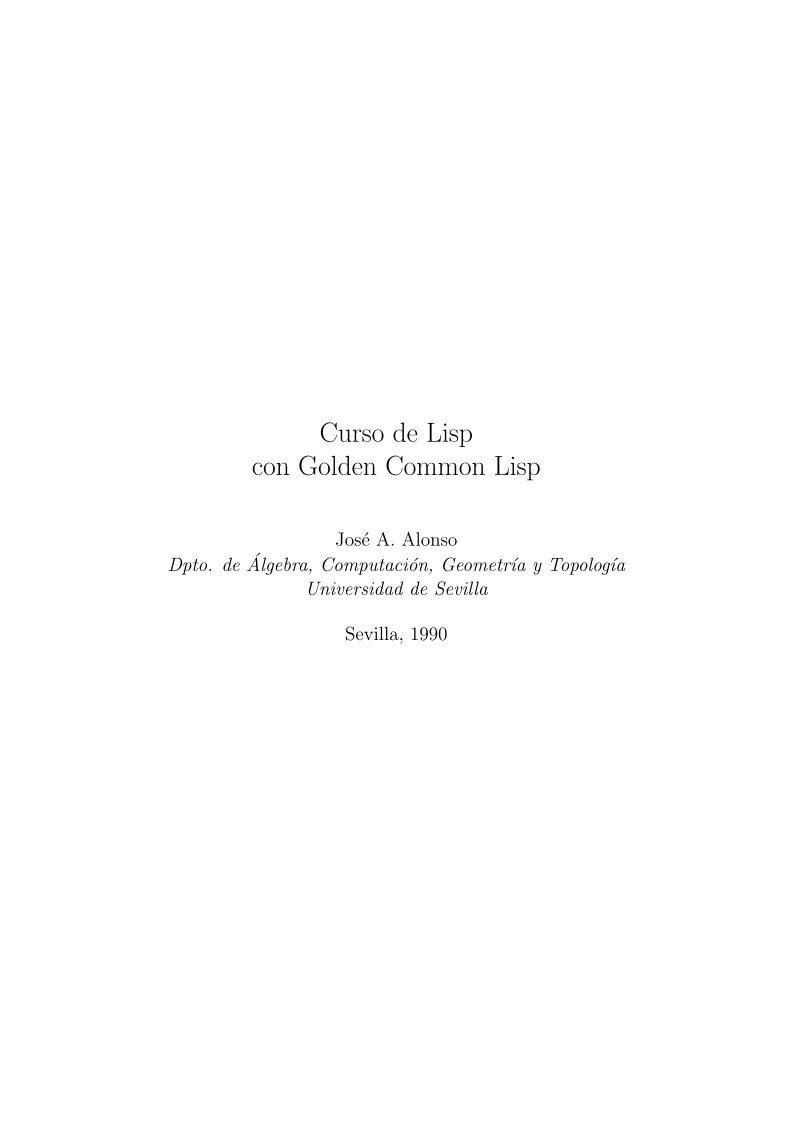 Imágen de pdf Curso de Lisp con Golden Common Lisp