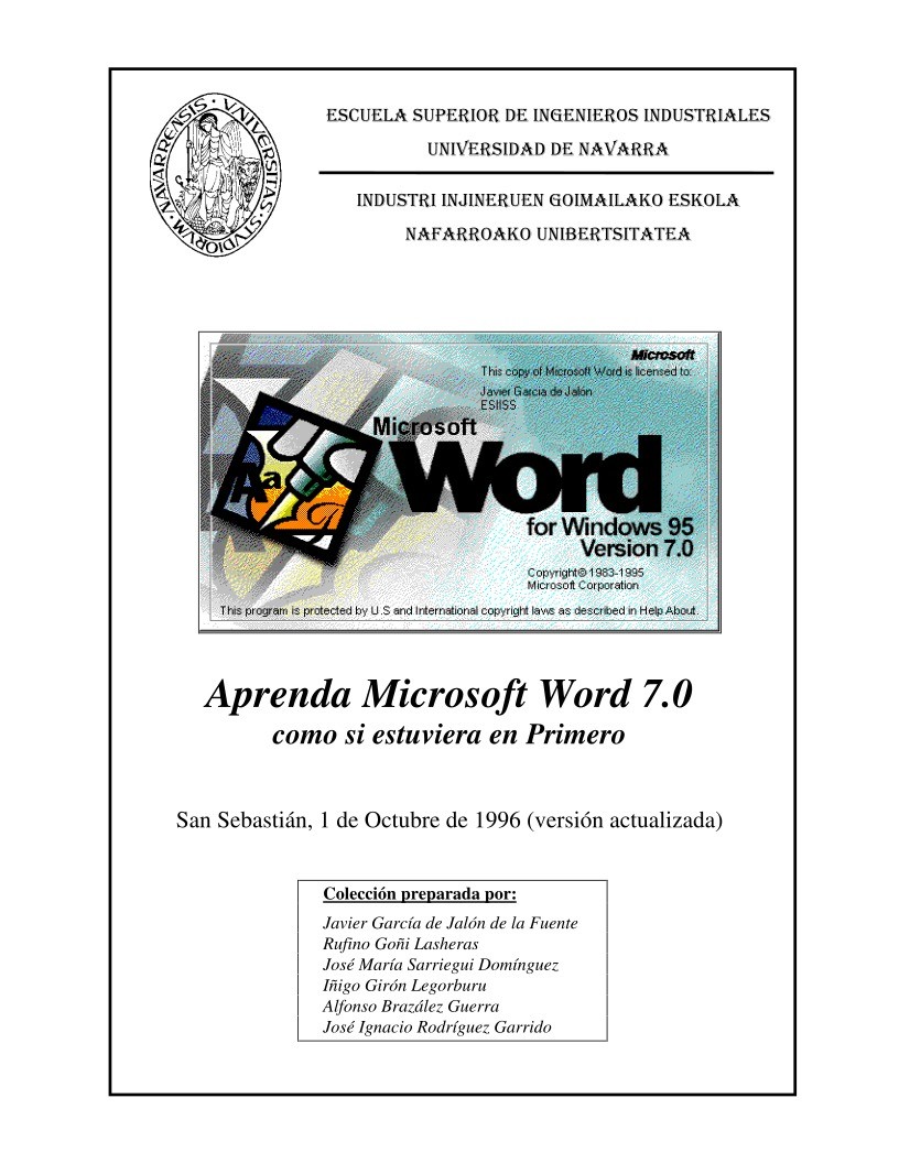 Imágen de pdf Aprenda Microsoft Word 7.0 como si estuviera en Primero
